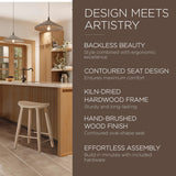 Maven Lane Kitchen Bar Stool, Modern Farmhouse Wood Counter Barstool, Kitchen Island Counterstool, Counter Height Bar Stools for Kitchen, Wide Seat Backless Bar Stools, Luna 26 Inch, Light Oak Maven Lane