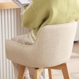 ONEVOG Modern 26" Counter Height Bar Stools Set of 4, Swivel Kitchen Island Tall Chairs with Back, Arm, Footrest and Solid Wood Legs, Linen Fabric Upholstered Farmhouse Barstools for Countertop, Beige ONEVOG