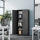 Fesbos Metal Storage Cabinet-71” Tall Steel File Cabinets with Lockable Doors and Adjustable Shelves-Black Steel Storage Cabinet for Home,Kitchen, School, Office, Garage Fesbos