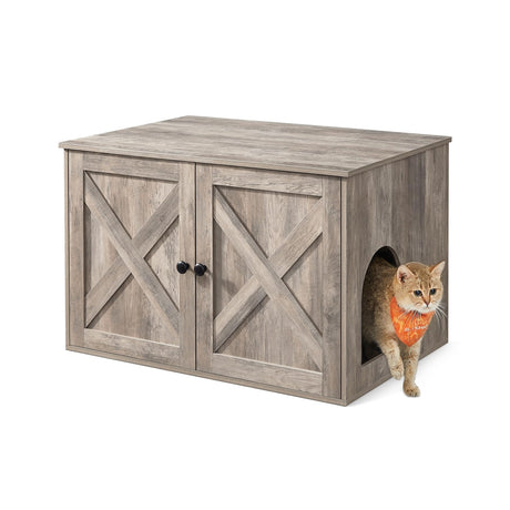 Feandrea Cat Litter Box Enclosure, Litter Box Furniture Hidden, Indoor Cat House, End Table, 27.6 x 19.7 x 19.7 Inches, Heather Greige UPCL022K01 Feandrea