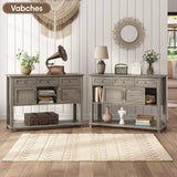 Vabches Farmhouse Entryway Table with Storage, 47" Modern Console Table with Sliding Barn Door & Drawers, Wood Rustic Sofa Table for Living Room, Entryway, Hallway, Washed Grey Vabches