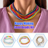 Ybxjges 42000Pcs 2mm Glass Seed Beads 12/0 Small Tiny Beads Kit with 150Pcs Alphabet Letter Beads Pendants Charms Jump Ring Elastic String for DIY Bracelets Necklace Jewelry Making Supplies Ybxjges