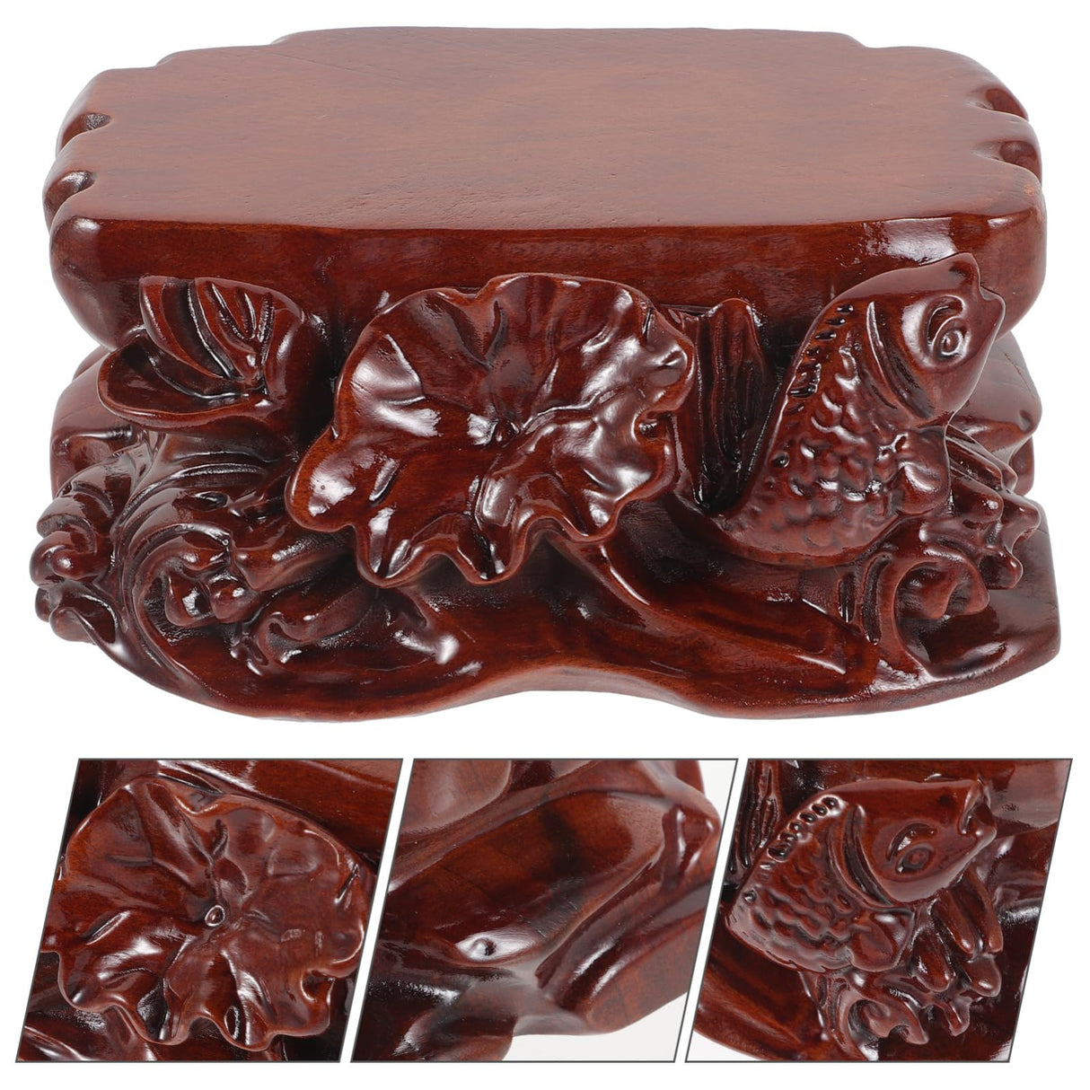 BUTIFULSIC buddhist gardening decorative wood pedestal Buddha statue base wood decor wood base small pedestal stand wood risers for display Groovable decorate counter vase holder BUTIFULSIC