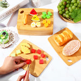 FoldTier 12 Pcs Bulk Wooden Cutting Board Small Kitchen Charcuterie Board with Handle Blanks Serving Cutting Board Tray with Oval Hole in Corner Housewarming Gift, 8 x 6 Inch(Bamboo) FoldTier