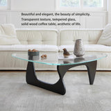 EASYSOUL Modern Glass Coffee Table, 32.68" D x 22.44" W x 15.75" H, Abstract Round Tea Tables for Living Room Home Office Industrial Cocktail Tables (Black-Clear Glass, 32.68") EASYSOUL