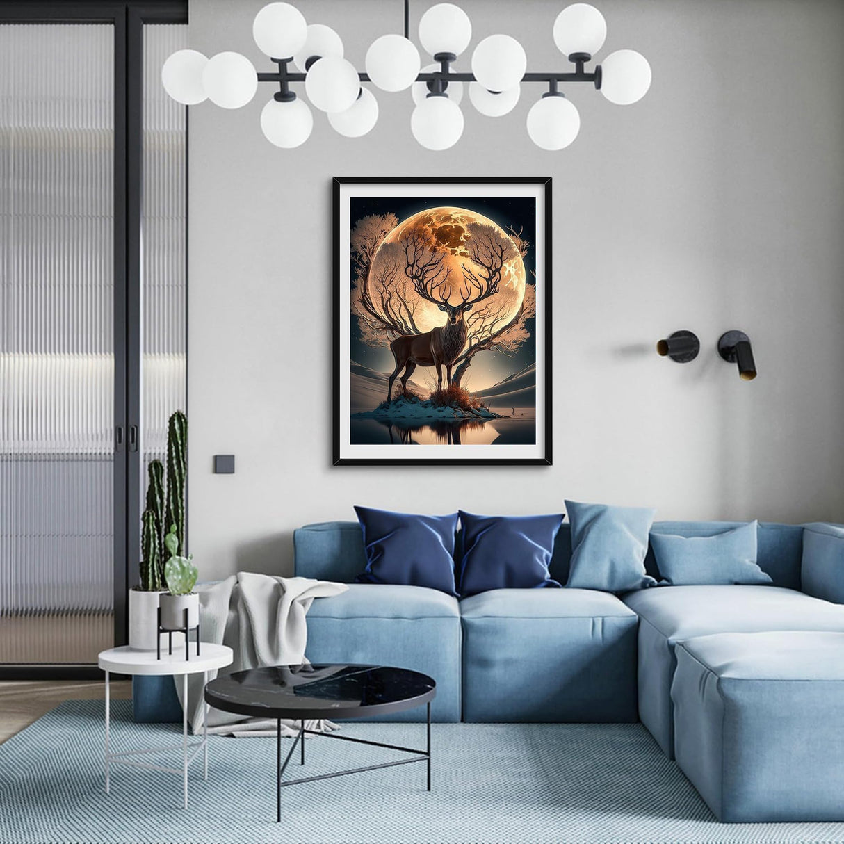 GMETINC Moon Deer Diamond Painting Kits for Adults, Elk DIY 5D Diamond Art Kits Full Drill Diamond Dots Paintings with Diamonds Gem Art and Crafts Home Decor 12x16inch GMETNIC