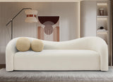 Meridian Furniture 186Cream-S Kali Collection Modern | Contemporary Sofa with Soft Cream Faux Shearling Teddy Fabric, Curved Back, 86" W x 33" D x 27" H, Cream Meridian Furniture