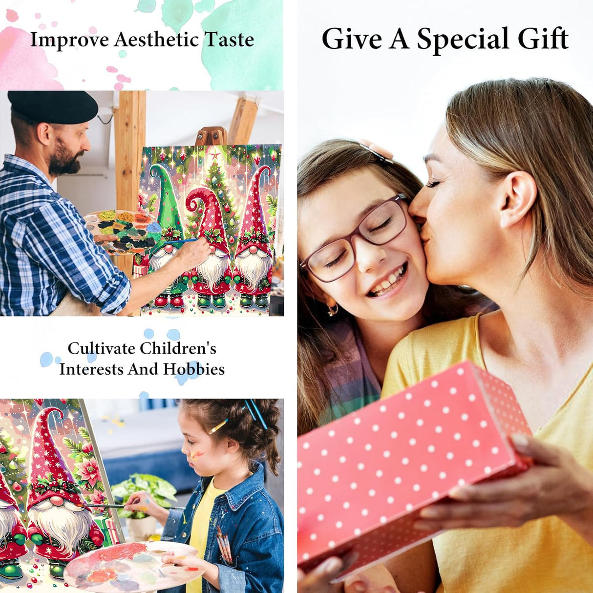 igoodom Paint by Numbers Kit for Adults – Christmas Gnome Adult Paint-by-Number on Canvas, DIY Acrylic Painting Set for Home Decor, 20x16in igoodom