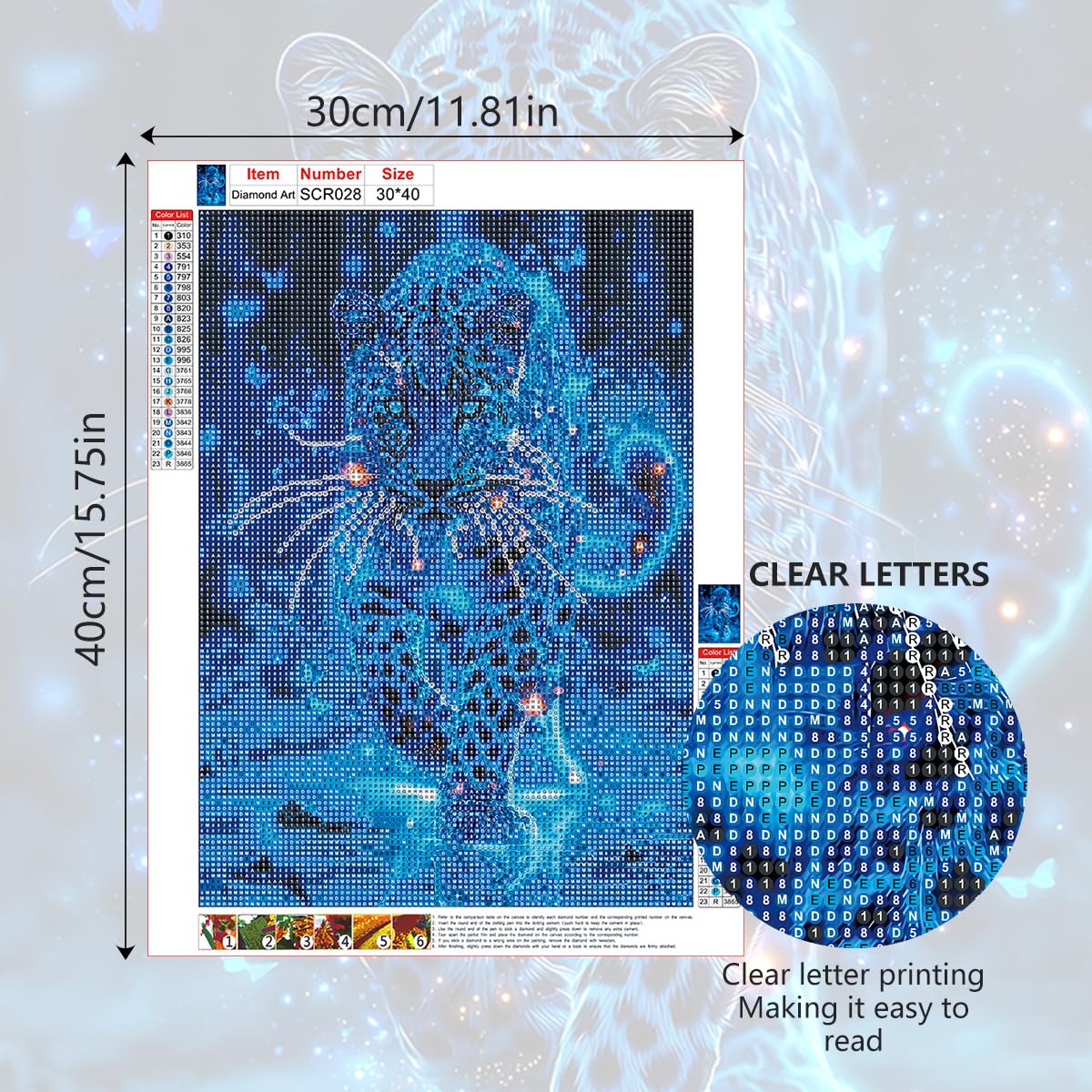 Ohhvvow Glowing Cheetah Diamond Painting Kits for Adults, 12x16 Inch 5D DIY Full Round Drill Diamond Art Dots for Home Wall Decor, Gift for DIY Craft Lovers & Beginners Ohhvvow