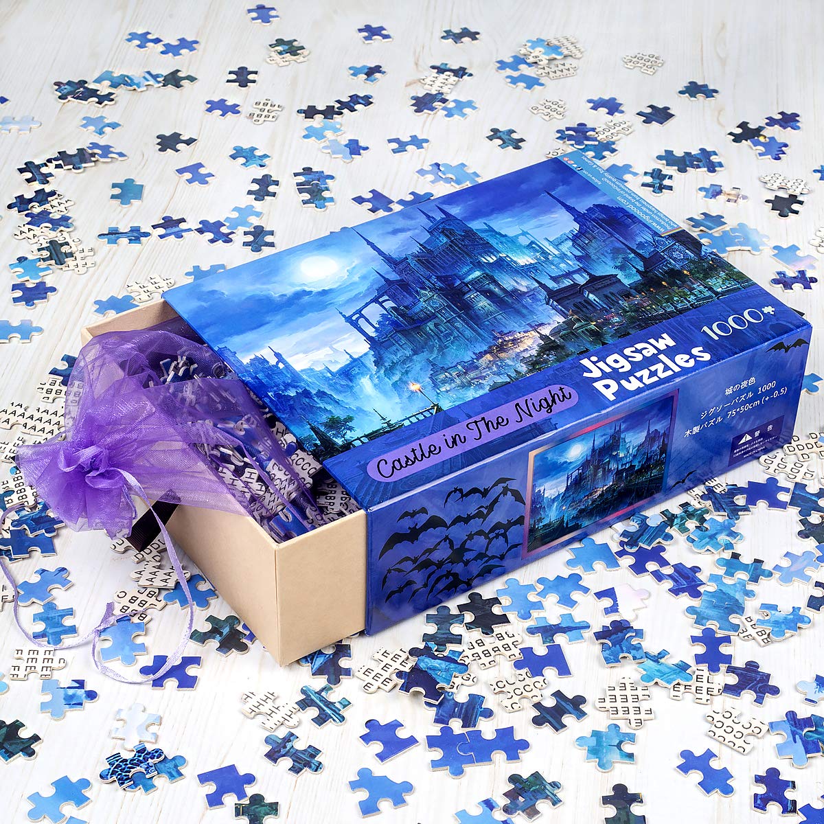 InGooooD- Tranquil Series- Castle in The Night- Basswood Jigsaw Puzzles 1000 Pieces for Adult Ingooood