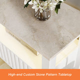 WAMPAT White TV Stand with Storage for 75 Inch TV with Blue LED Light, Modern TV Console Table for 65+ Inch TV, Entertainment Center Television Stands for Living Room Bedroom, 70 Inch WAMPAT