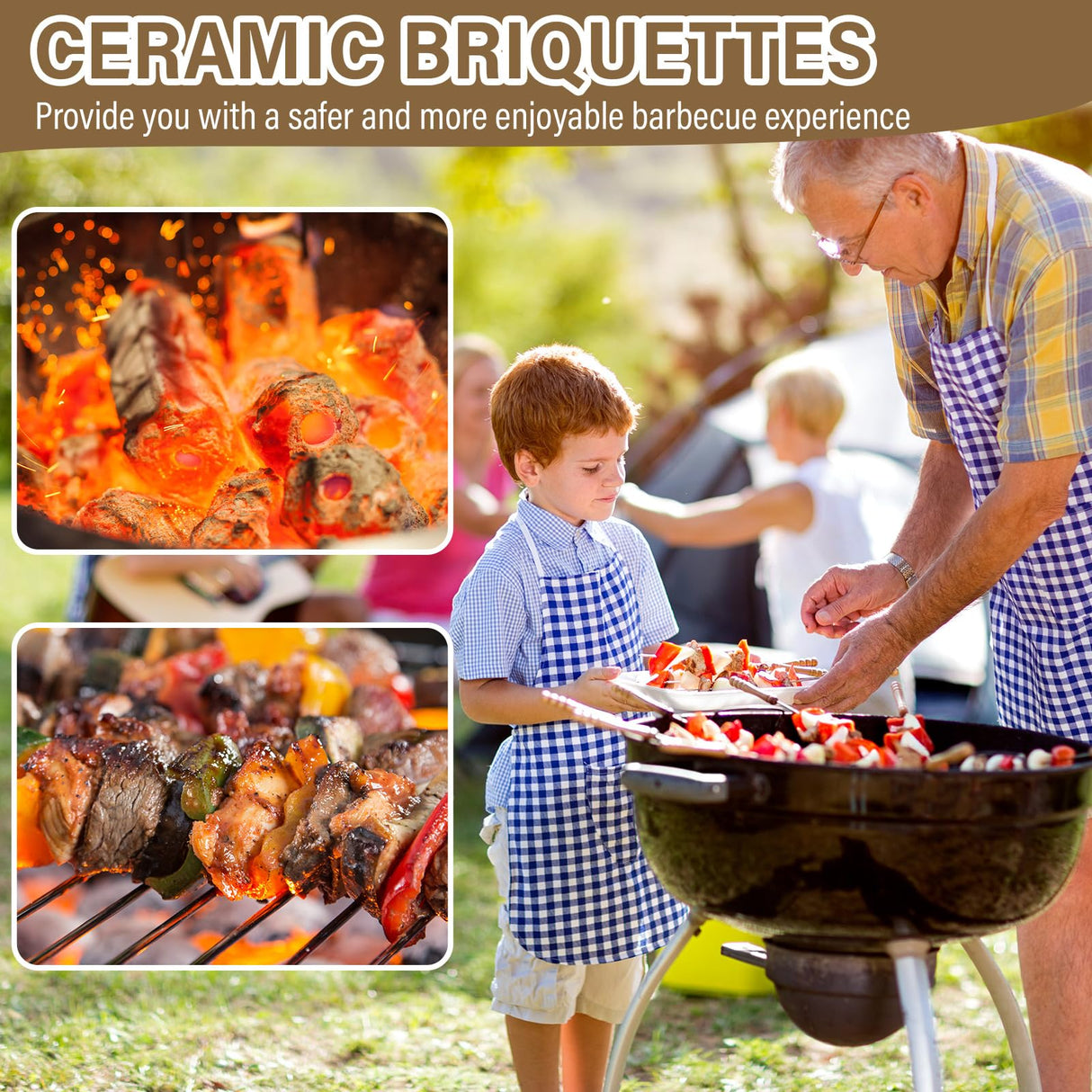 Baquler 100 Pcs Barbecue Briquettes Gas Grill Ceramic Briquettes Grill Bricks Replacement Parts Reusable Ceramic BBQ Bricks Evenly Heated Gas Grill Briquettes for Baker Chef BBQ Gas Grill Baquler