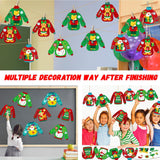 32 Sets Christmas DIY Art Craft Kits Christmas Ugly Sweaters Ornaments Art Sets Christmas Winter Stickers Arts and Crafts Bulk for Kids Snow Holiday Xmas Theme Classroom Activities Party Decorations Qyeahkj