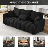 Wrofly Teddy Cloud Sofa Couch, Modern Deep Seat Boucle Sofa, 80.2" Comfy Upholstered Sherpa 3 Seater Couch with 3 Pillows, Oversized Loveseat for Living Room Apartment Office, Black Wrofly