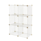Amazon Basics 6 Cube Wire Grid Stackable Storage Shelves, 12.6 x 26 x 38 inches, White Amazon Basics