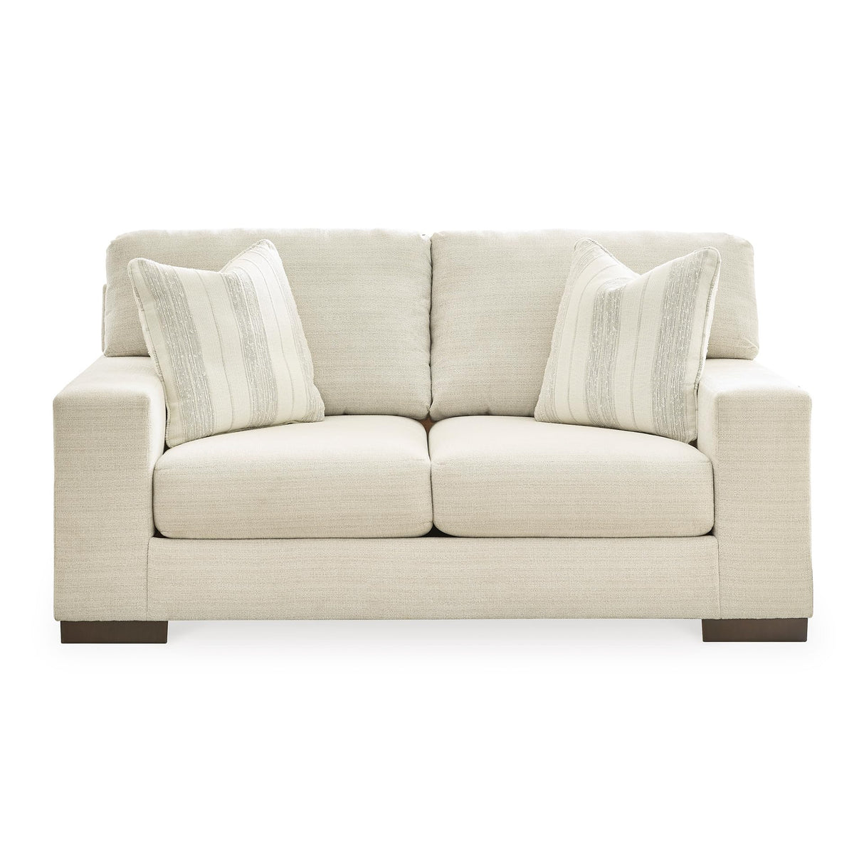 Signature Design by Ashley Maggie Contemporary Upholstered Loveseat with Accent Pillows, Off-White Signature Design by Ashley