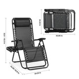 Simple Deluxe 2 Set Zero Gravity Chairs Patio Portable Reclining Folding Lounge Chair Beach Camping Chairs with Pillow and Cup Holder Trays for Garden, Lawn, Black Simple Deluxe
