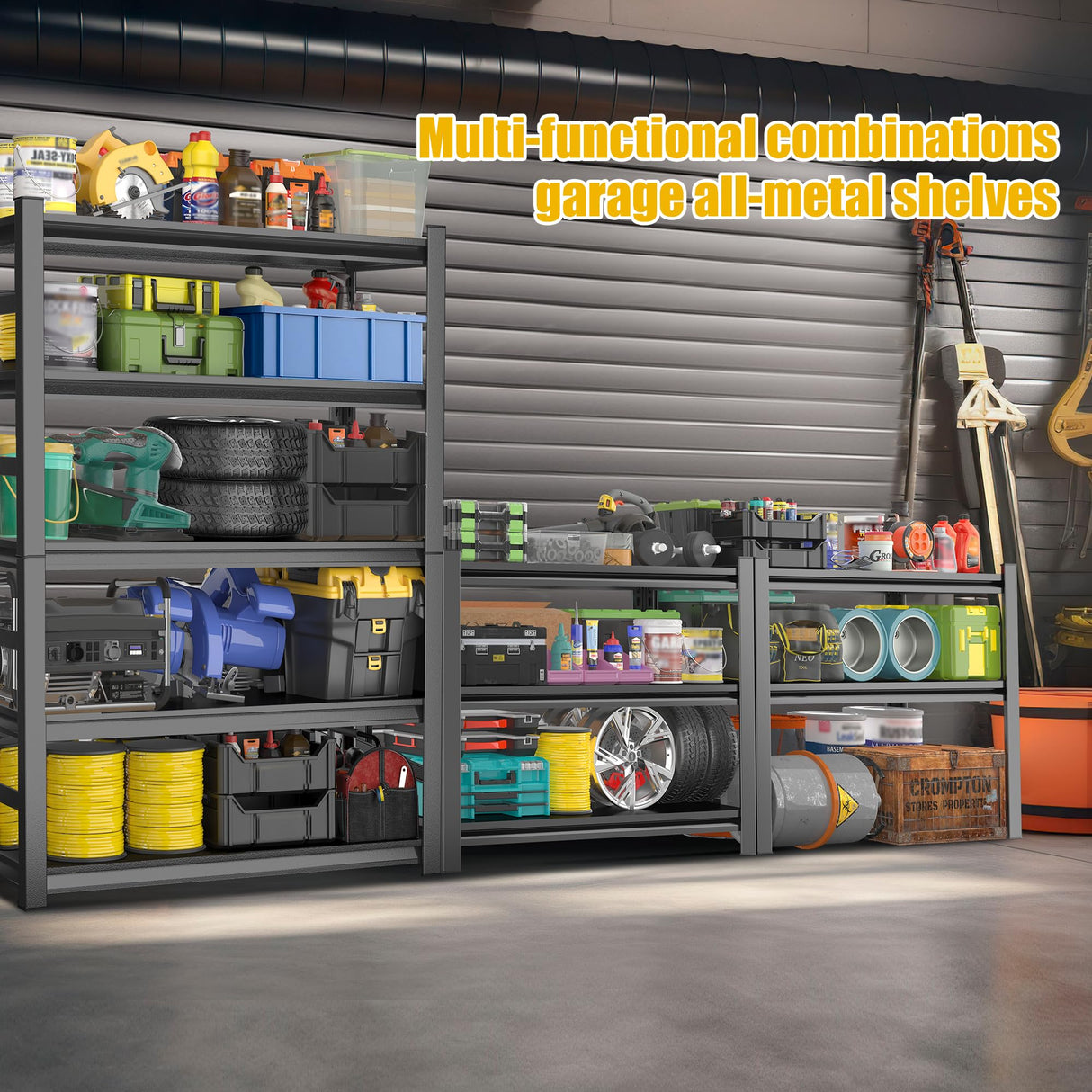 78" H,Metal Garage Shelving Heavy Duty 5-Tier Adjustable Storage Shelves Easy to Assemble, Garage Organization with 4500lbs Capacity,Shelving Racks for Storage,Ideal for Garage,Basement,Warehouse Hymnxemo