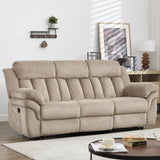CANMOV Recliner Sofa Set, Manual Reclining Sofa with Overstuffed Armrest for Living Room,Bedroom Furniture,Office,3 Seat Light Brown CANMOV