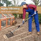 10inch Large Metal Chicken Poop Scooper, 24 to 68" Long Chicken Coop Litter Scoop with Stainless Steel Handle, 4 in 1 Multifunctional Heavy Duty Litter Sifting Shovel Chicken Coop Accessories CAROD