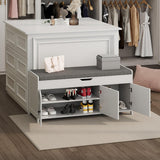 Xdwwhome Shoes Bench with Cushion, Storage Bench, Entryway Bench with Lift Top Storage, 43.3" Wooden End of Bed Bench, Shoe Bench Cabinet for Living Room Bedroom Hallway Garden, 330 lbs, White Xdwwhome