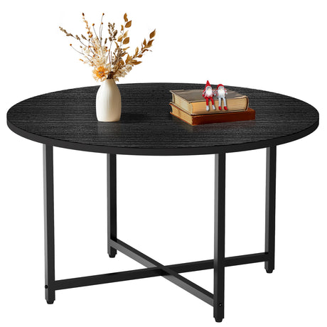 FAMIDGE Coffee Table, 23.6" Coffee Tables for Living Room, Round Coffee Table with Metal Frame, Floor Table for Sitting on The Floor, Home, Office, Black FAMIDGE