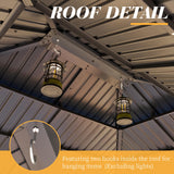 LUXOAK 13' x 15' Hardtop Gazebo,Aluminum Frame Outdoor Gazebo with Iron Roof Double Roof, Wood Gazebo for Patio, Backyard, Lawns, Parties, Black LUXOAK