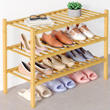 Smiry Bamboo Shoe Rack for Closet, 3 Tier Wooden Stackable Shoe Organizer, Free Standing Shoes Storage Shelf for Entryway, Front Door Entrance, Natural Smiry