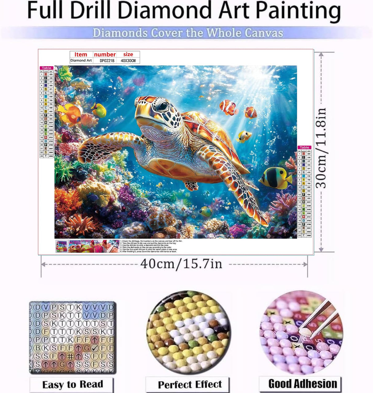 Diamond Art Kits for Adults Beginner- Sea Turtle DIY Modern Diamond Painting Kits 5D Diamond Dots Gem Art Crafts with Tools- Round Full Drill Funny Crafts for Home Wall Decor&Gift-12x16 inch Fairyland JinWenn