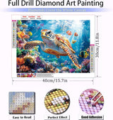 Diamond Art Kits for Adults Beginner- Sea Turtle DIY Modern Diamond Painting Kits 5D Diamond Dots Gem Art Crafts with Tools- Round Full Drill Funny Crafts for Home Wall Decor&Gift-12x16 inch Fairyland JinWenn