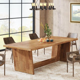 Tribesigns 70.87-Inch Dining Room Table: Wood Large Dining Table for 6-8 People, Rectangular Farmhouse Kitchen Table with Solid Pedestal, Rustic Long Dinner Table for Big Family Tribesigns
