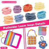 ZJEFUNS Weaving Loom Kit Toys for Kids and Adults DIY Arts and Crafts for Girls Ages 5 6 7 8 9 10 12, Pot Holder Loom Knitting Kits Includes 8 Color Craft Loops for Beginners ZJEFUNS