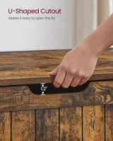 VASAGLE Storage Chest, 29.9 Inches Width Storage Bench, Entryway Bench with 2 Safety Hinges, Shoe Bench, Farmhouse Style, for Entryway, Bedroom, Living Room, Rustic Brown ULHS011T01 VASAGLE