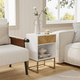 Masupu Night Stand,Boho Nightstand Minimalistic Nightstands Modern Wood Bedside Table with Storage Drawer and Open Shelf,Side End Table for Bedroom,Living Room,Office White Masupu