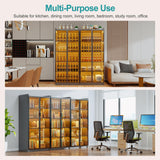 Lvifur 65" Display Cabinet with Lights, 5 Tier Curio Cabinets Bookcase with Adjustable Shelves, Tall Storage China-Cabinet with Human Body Induction for Living Room (Grey) Lvifur