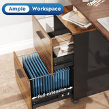 DEVAISE 2 Drawer File Cabinet, Mobile Printer Stand, Wood Filing Cabinet fits A4 or Letter Size for Home Office, Rustic Brown DEVAISE