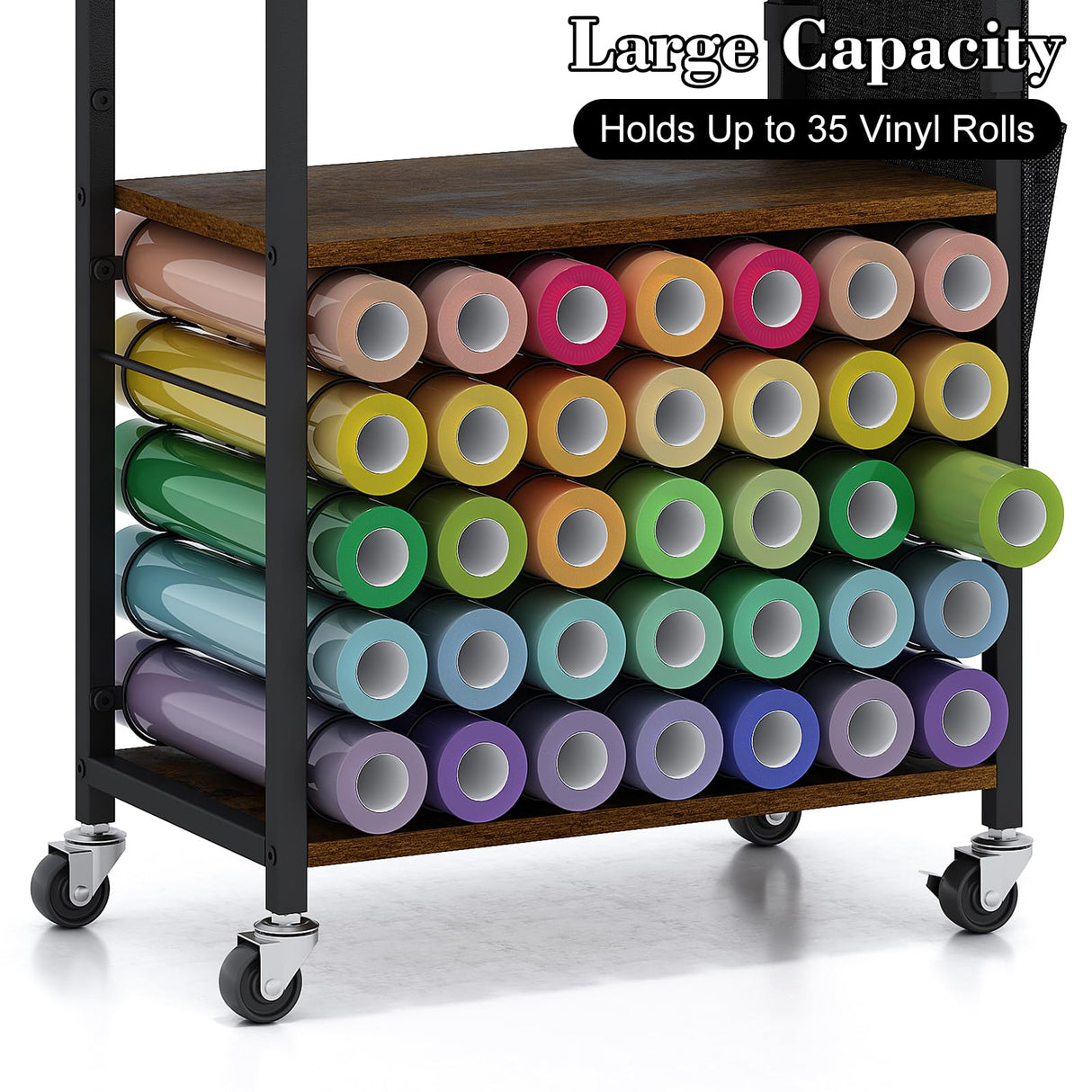 Lyuwanxian Craft Organizers and Storage Cart: Craft Room Cart for Organizing Cutting Accessories and Machine, Vinyl Roll Storage and Organization Holder, Heat Press Stand Table with Wheels Lyuwanxian