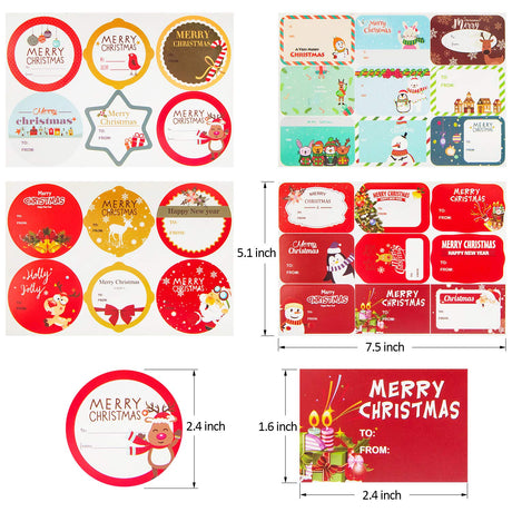 144 PCS Christmas Tags Sticker,Christmas Gift Tags,Christmas Name Labels for Present,48 Jumbo Designs Christmas Stickers Name Tags,Holiday Present Label,Christmas Tags for Gifts HongyiTime