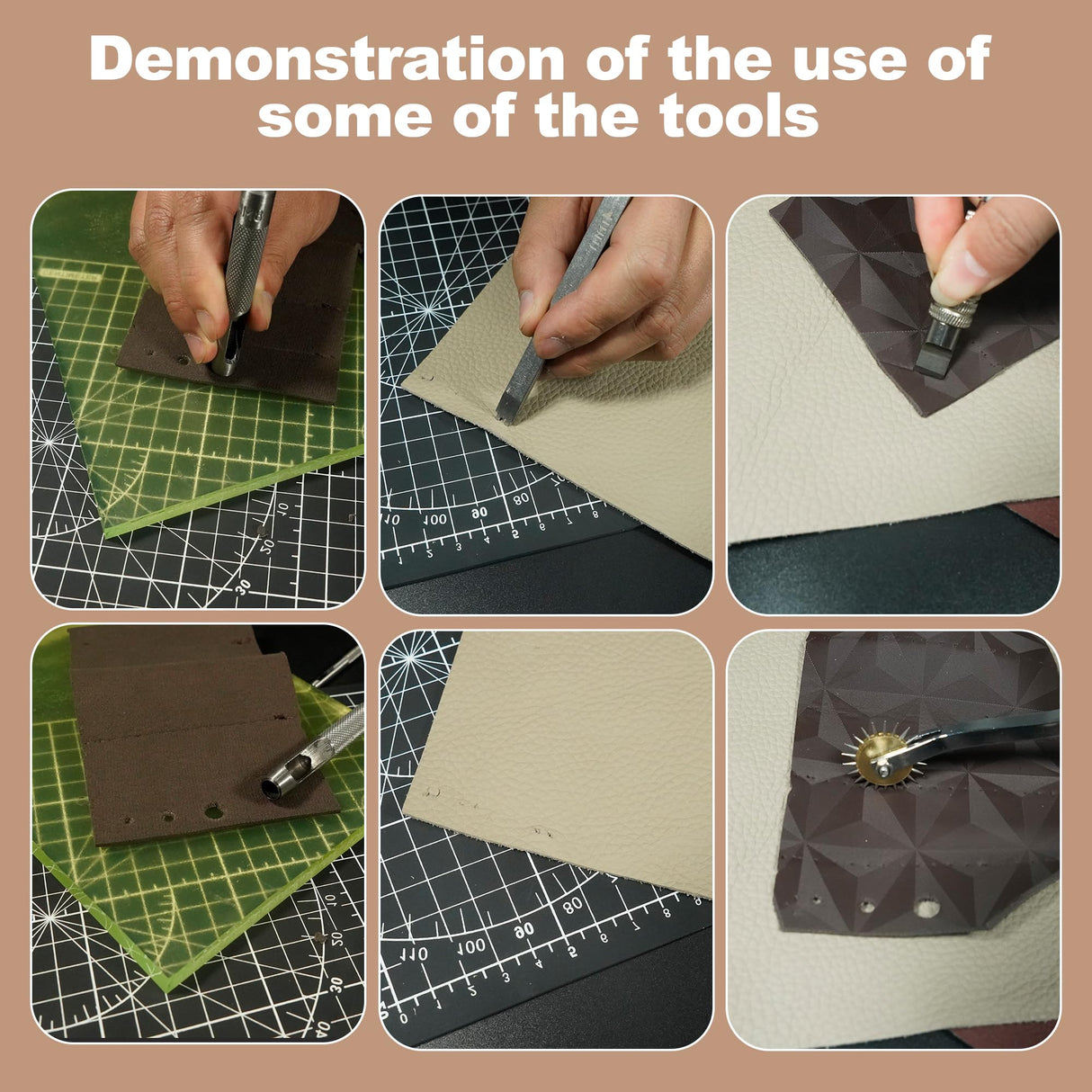 EDIETH Professional Leather Craft Tools Kit Leather Working & Tooling Set with High-Carbon Steel Stamping, Punching, Sewing, Engraving Tools, Custom Cutting Mats for Leathercraft Projects EDIETH