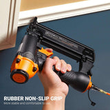 DSF Brad Nailer, Pneumatic, 18GA 2-In-1 Nailer, 5/8 inch-2 inch, Wider Visual Nail Indicator, 200pcs Brad Nails And 200pcs Crown Staples, 360 Degree Adjustable Exhaust, And CE Safety Glasses - TK5040 outtkitywi