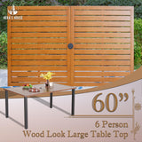 HERA'S HOUSE 7 Pieces Patio Dining Sets, 6 x Swivel Dining Chairs with Removable Cushions, 1 x Rectangular Wood-Like Dining Table, Outdoor Furniture Set for Patio Lawn Garden Porch HERA'S HOUSE