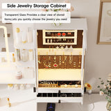 Vabches 57" Large Vanity Desk with Mirror and Lights,White Makeup Vanity Table with Jewelry Cabinet & 7 Drawers,Modern Dressing Table with Charing Sation & Shelves for Bedroom Vabches