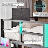 busyaeh Loft Bunk Bed with Desk Underneath, Loft Bed Twin Size with Desk, RGB LED Lights, and Charging Station, with Drawer Cabinets and Pegboards, Twin Max Load-Bearing Weight 400lbs, Oak Gray busyaeh