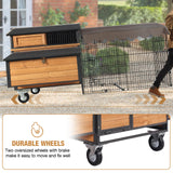 Chicken Coop Large Wooden Chicken Tractor for 6–8 Chickens, Outdoor Hen House with Metal Run Poultry Cage-Upgraded All Metal Frame Suumerpety