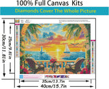 CHWGLFGG 5D Diamond Art Kits for Adults Beginners, Ocean Sunset Landscape Diamond Painting Kits, DIY Full Round Drill Paint by Diamonds Dot Gem Art for Adults, Home Wall Decor 12x 16 Inch CHWGLFGG