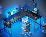 ODK L Shaped Desk, 57.5" Computer Gaming Desks, Home Office Writing Table with Monitor Shelf, Space-Saving Modern Corner Workstation, Easy to Assemble, Black ODK