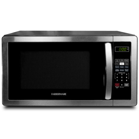 Farberware FMO11AHTBKBD1 Countertop 1000 Watts Microwave Oven with LED Lighting and Child Lock-Perfect for Apartments and Dorms-Easy Clean, 1.1 Cu. Ft, Stainless Steel Farberware