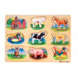 Melissa & Doug Farm Sound Puzzle - Wooden Peg Puzzle With Sound Effects (9 pcs) Melissa & Doug