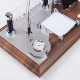 ofistike Wood Desk Name Plate Office Organizer, Solid Wooden Membrane Coating Desktop Sign with Phone Holder, Pen, Notepad and Clock ofistike