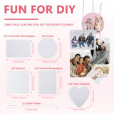 120 Pieces Sublimation Air Freshener Blanks DIY Air Freshener Sheets Blank Car Pressed Air Freshener Felt Polyester Laser Cut Blanks for Car Travel Heat Press Ornaments with Elastic Cord, 5 Styles Zonon